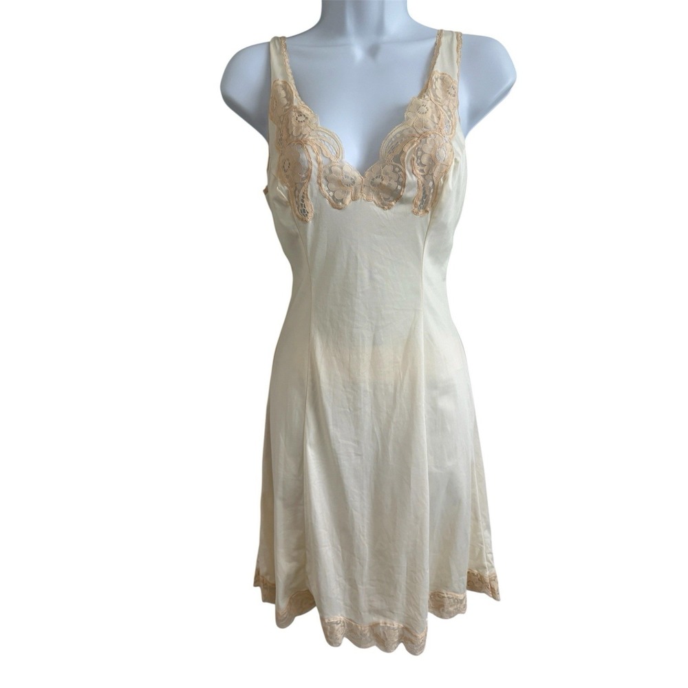 Vintage Valisere Ivory Slip Dress Womens 8 Boudoir Pinup Coquette Girl Bridal